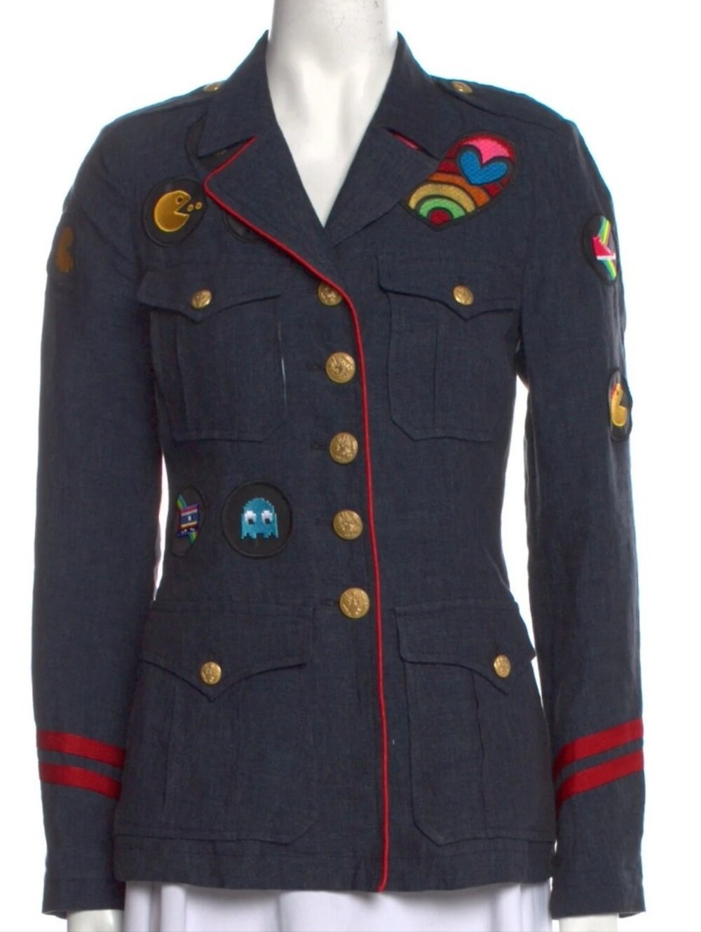 denim military-style jacket by History Repeats by Femme Michele Rossi,